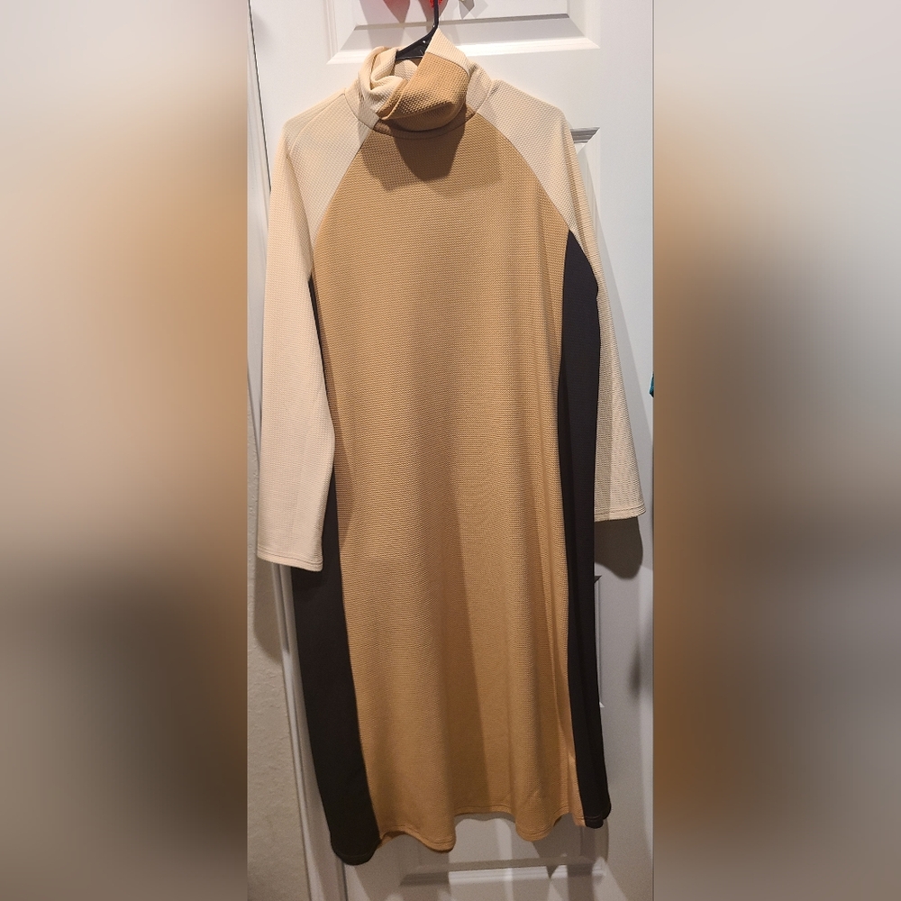 Elegant Tan and Black Women's Dress